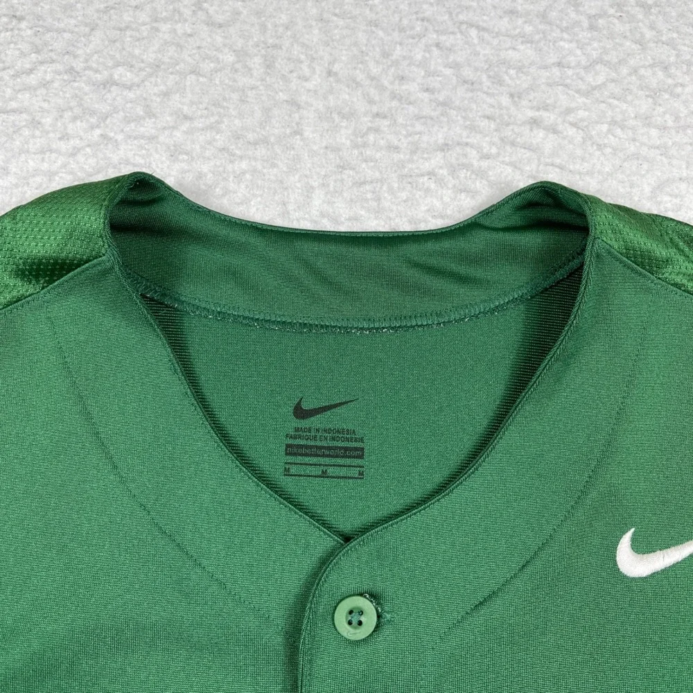 Nike Baseball Jersey Mens Medium Green Button Athletic Team‎ Sports Athleisure